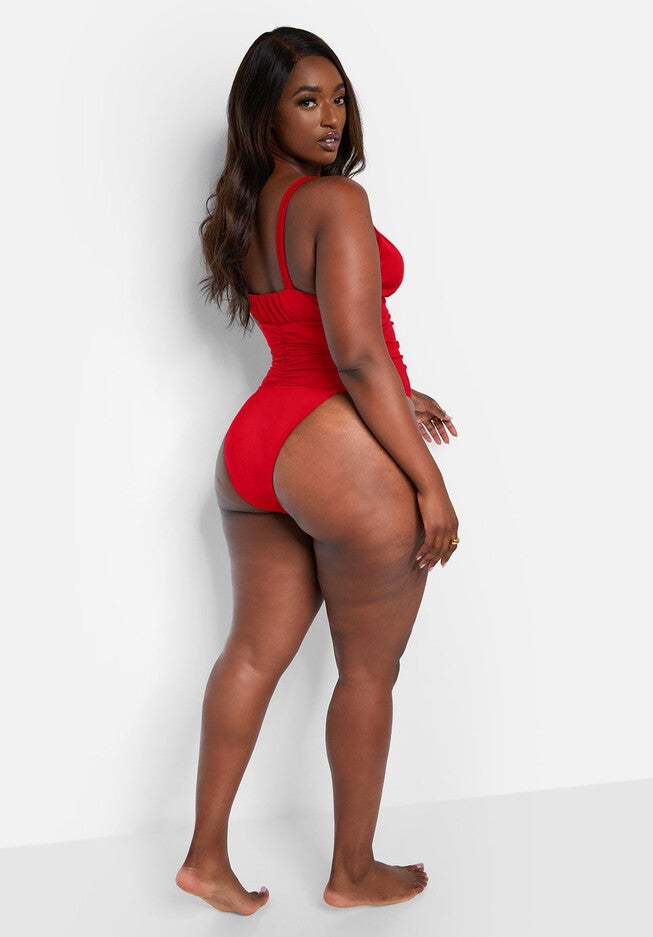 Kailani Ruched Swimsuit, Red / Red, alternate image number 2