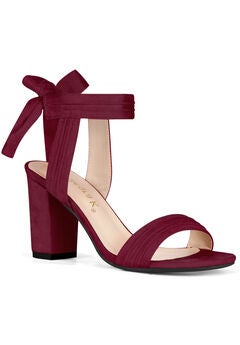 Burgundy Block Heel Sandals