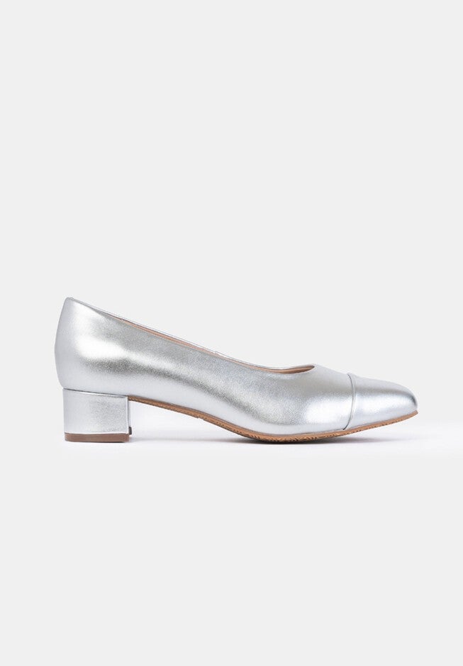 Gabby Toe Cap Ballet Pump, Metallic Silver / Silver, hi-res image number 0
