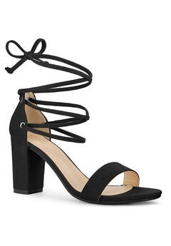 Strappy Lace Up Chunky High Heel Sandals