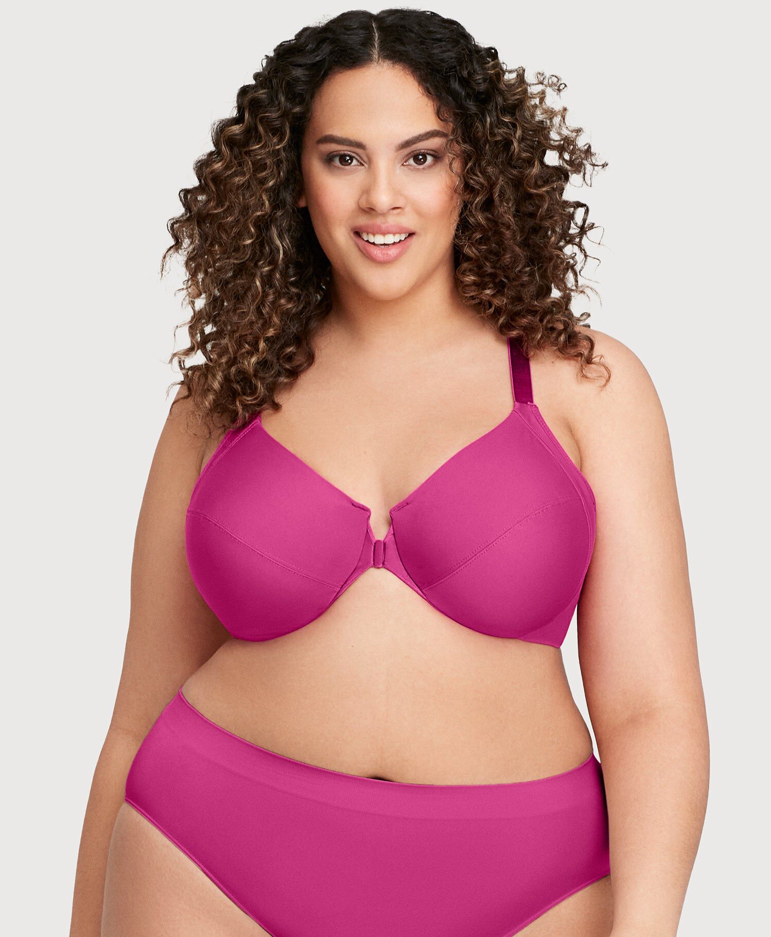 Front-Closure Smoothing WonderWire Bra, Berry / Raspberry, alternate image number 3