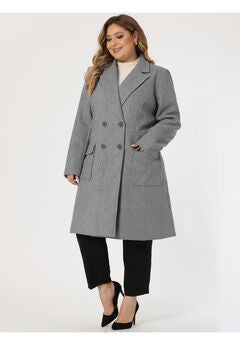 Notch Lapel Double Breasted Pea Trench Coat