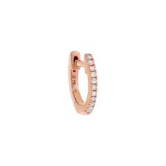 Diamond Huggie Earring  14K Rose Gold 10 MM Single