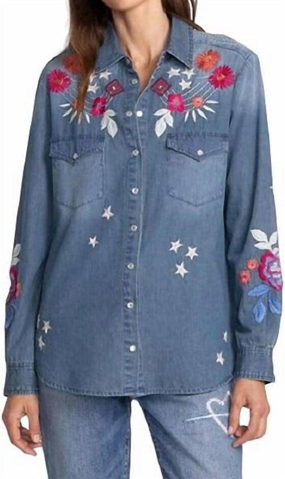 MIKA DENIM POCKET SHIRT IN DENIM BLUE, Denim Blue / Light Blue, hi-res image number 0