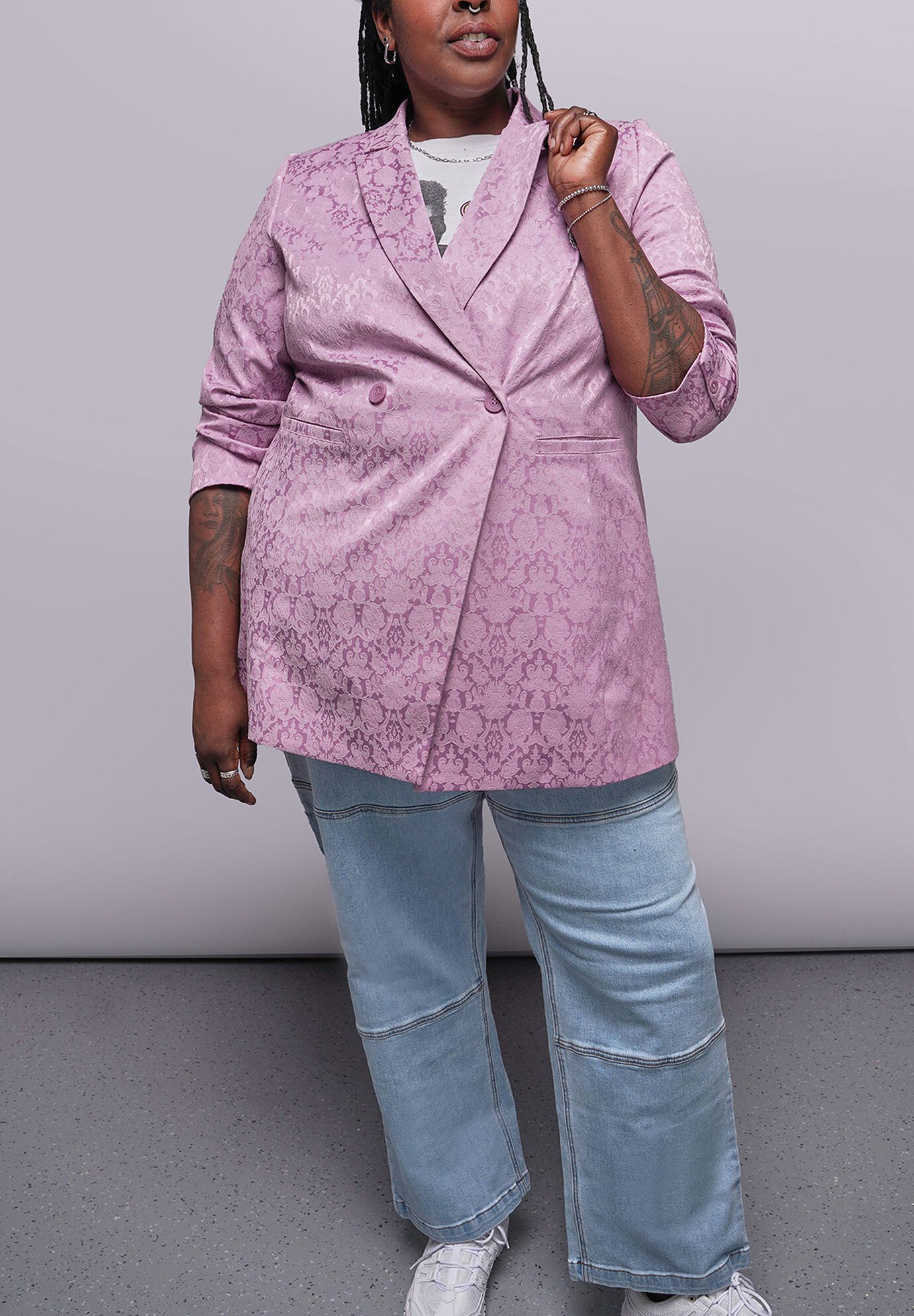 The Empower Jacquard Double Breasted Blazer, MAUVE / Mauve, hi-res image number 0