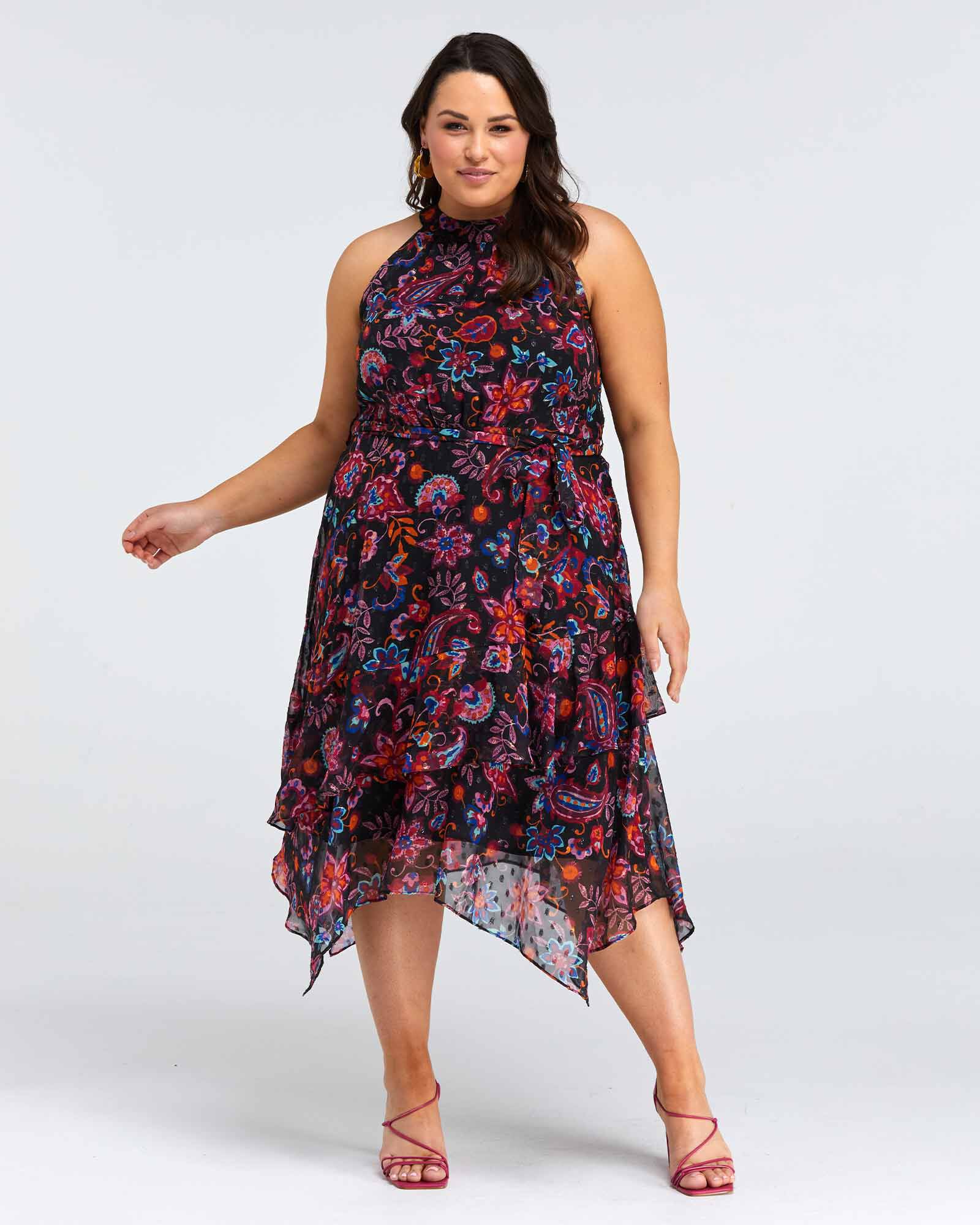 Clements Halter Dress, Print / Pink, hi-res image number 0