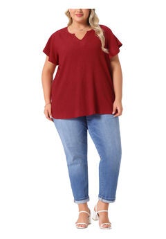 V Neck Ruffle Short Sleeve Summer Blouse