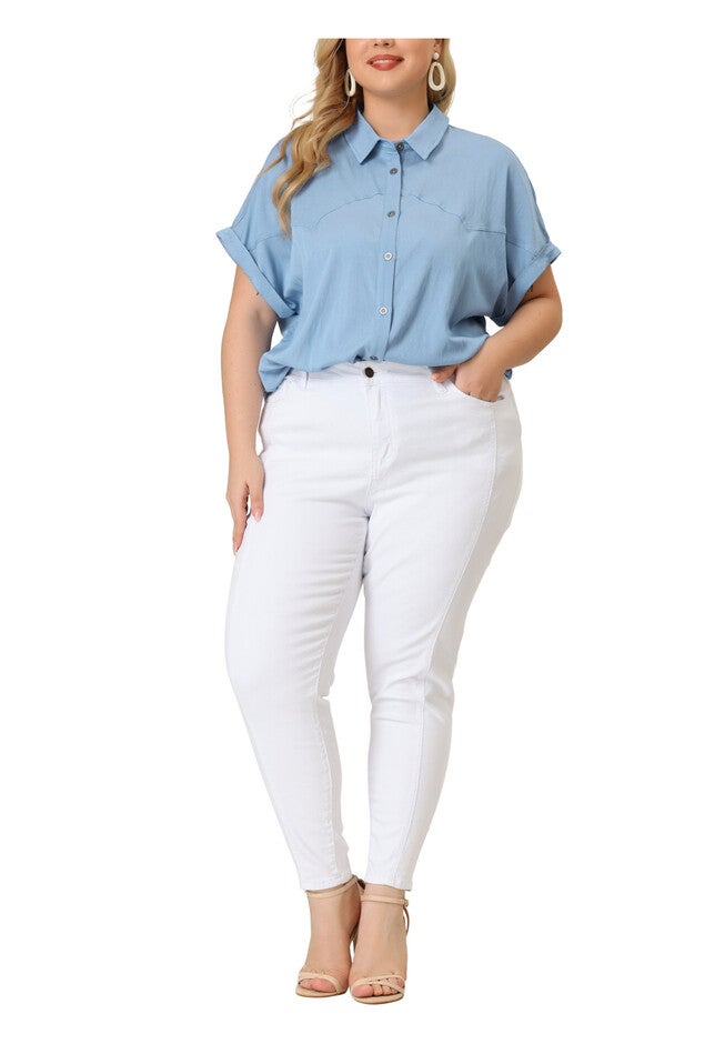 ROLL SLEEVES BUTTONS DOWN CHAMBRAY SHIRT, Blue / Light Blue, alternate image number null