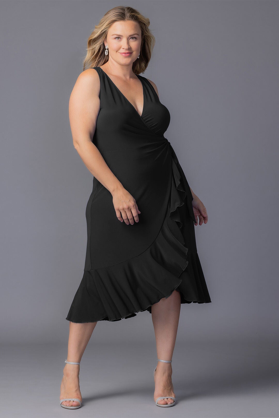 Laguna Sleeveless Wrap Dress, Black Noir / Black, alternate image number 4