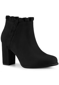 Ruffle Chunky Heel Booties Ankle Boots