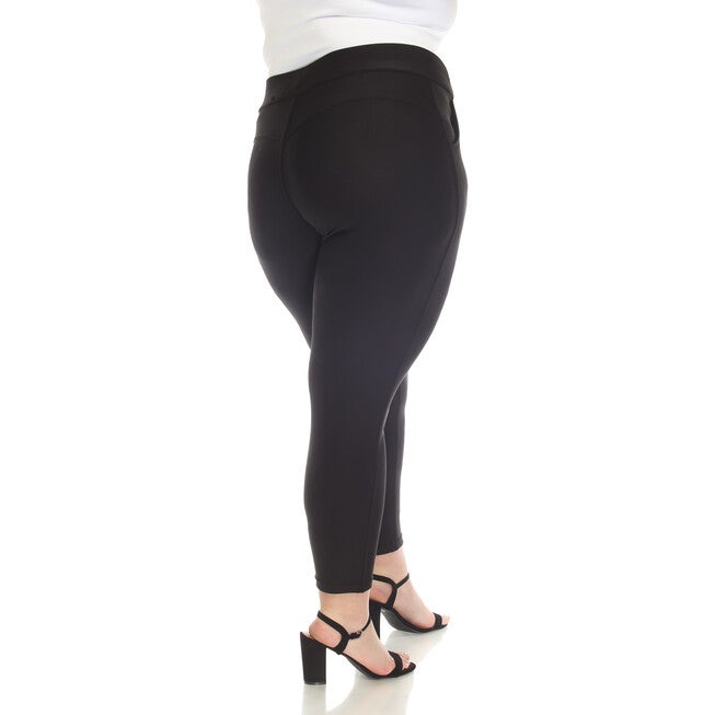 White Mark Super Soft Elastic Waistband Scuba Pants, Black / Black, alternate image number null