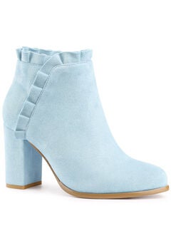 Ruffle Chunky Heel Booties Ankle Boots