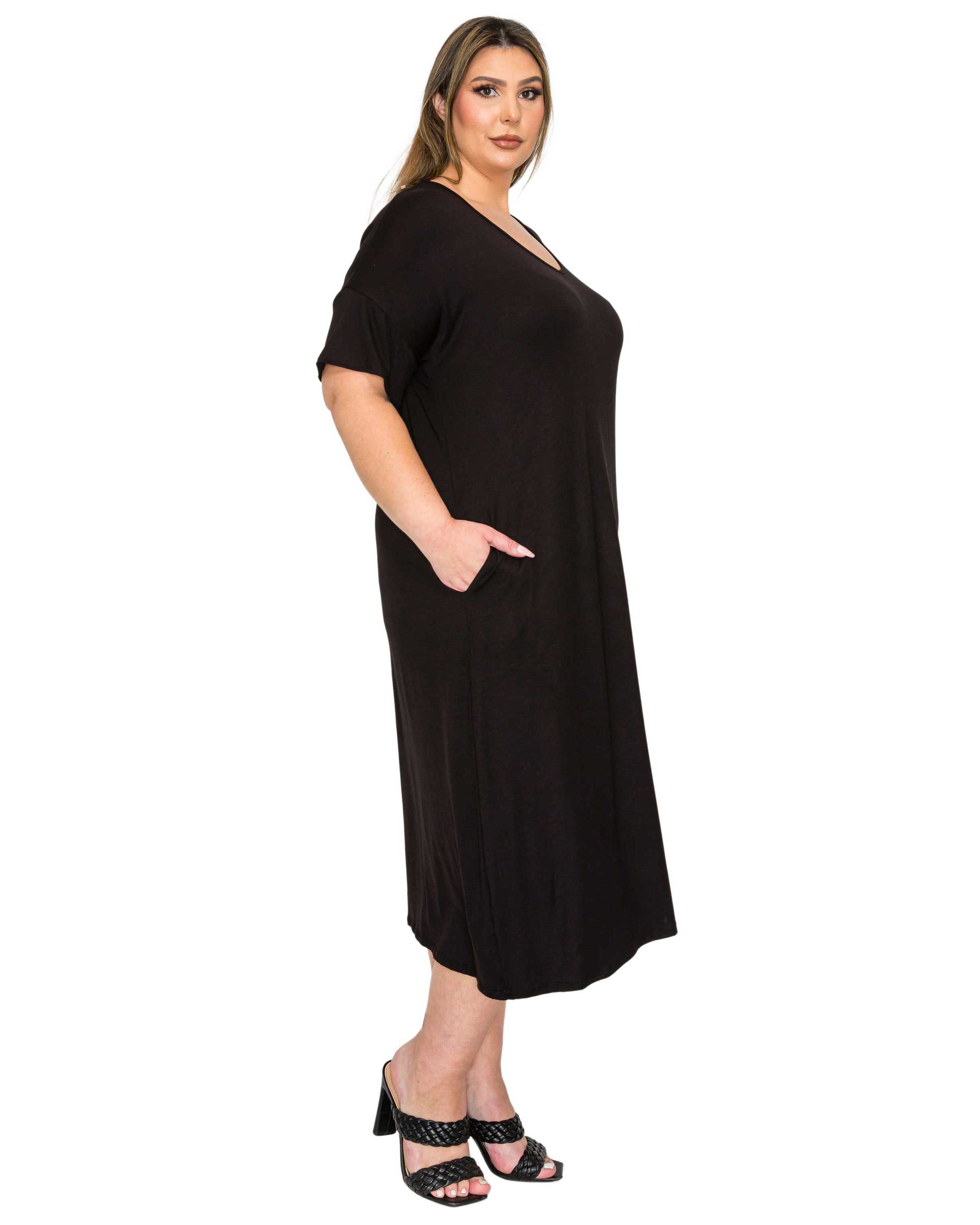Olivia Pocket Midi Dress, Black / Black, alternate image number 1