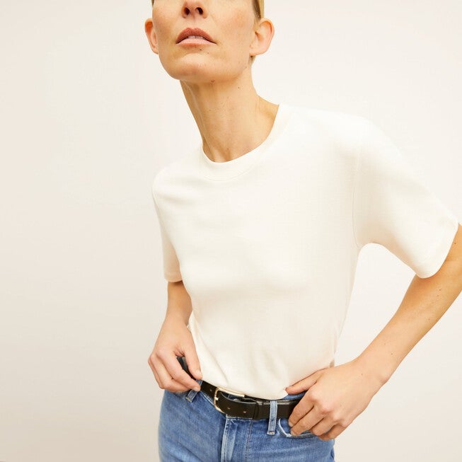 Leslie T-Shirt - Organic Pima Cotton, Ivory / Ivory, alternate image number 6