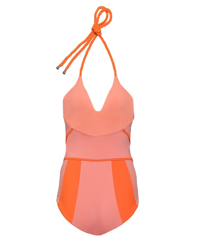 Colour Blocked Halter Swimsuit, , alternate image number 4