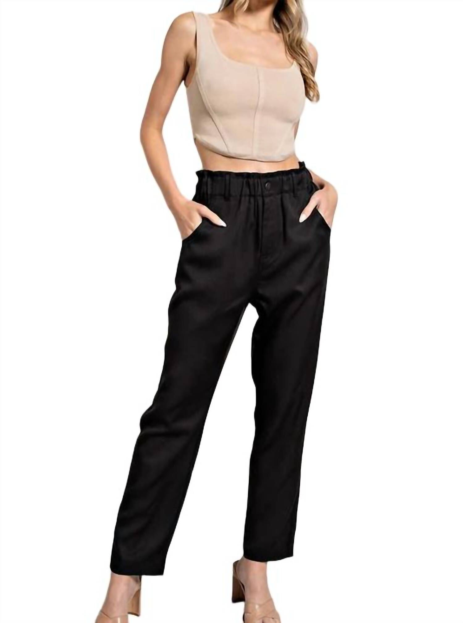 STRAIGHT LEG DRESS PANT, Black / Black, alternate image number 1
