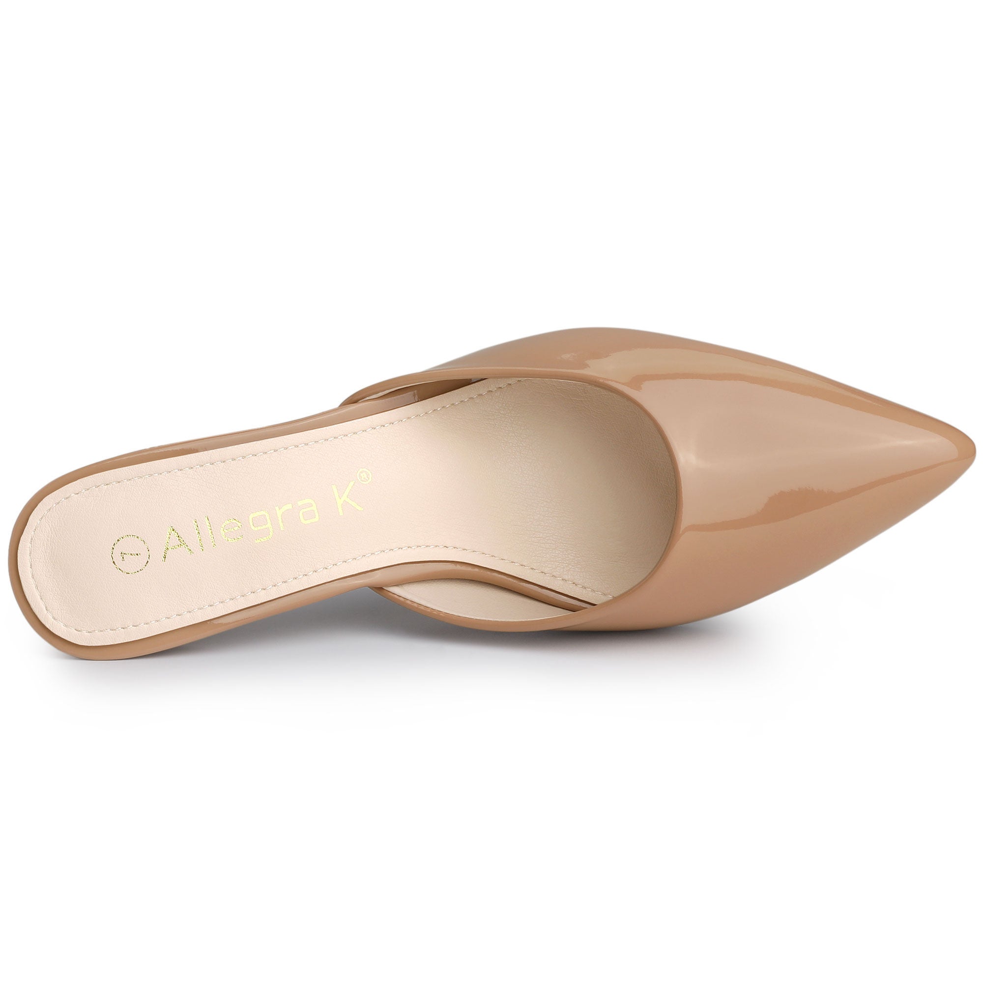 Pointed Toe Stiletto Heels Slide Mules, Nude / Taupe, alternate image number 3