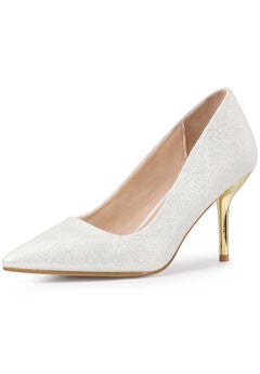 Pointed Toe Stiletto Slip on Pumps Wedding Dress Shoes
