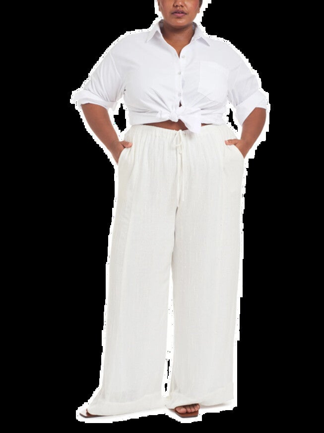 Andy Slub Gauze Pajama Pant (Dia exclusive), White / White, hi-res image number null