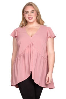 High-Low Hem Tunic Blouse