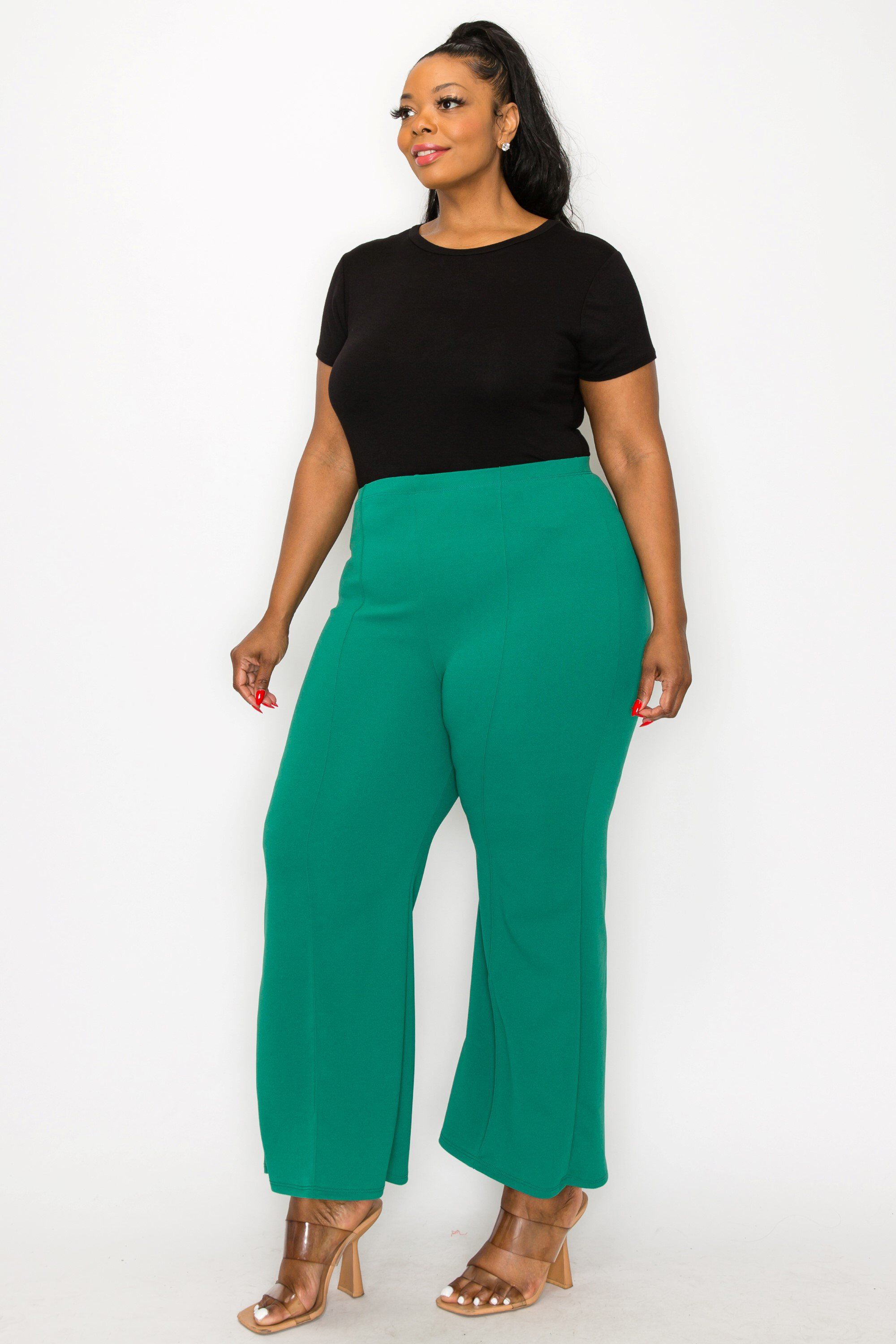 BLAKE PINTUCK PANTS, Kelly Green / Kelly Green, alternate image number 2