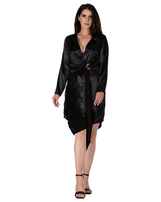 Amani Women's Black Satin Mini Dress, , alternate image number 8