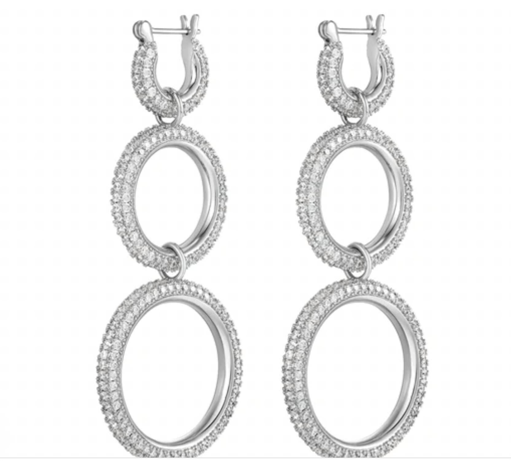 TRIPLE PAVE HOOPS IN SILVER, Silver / Silver, hi-res image number 0