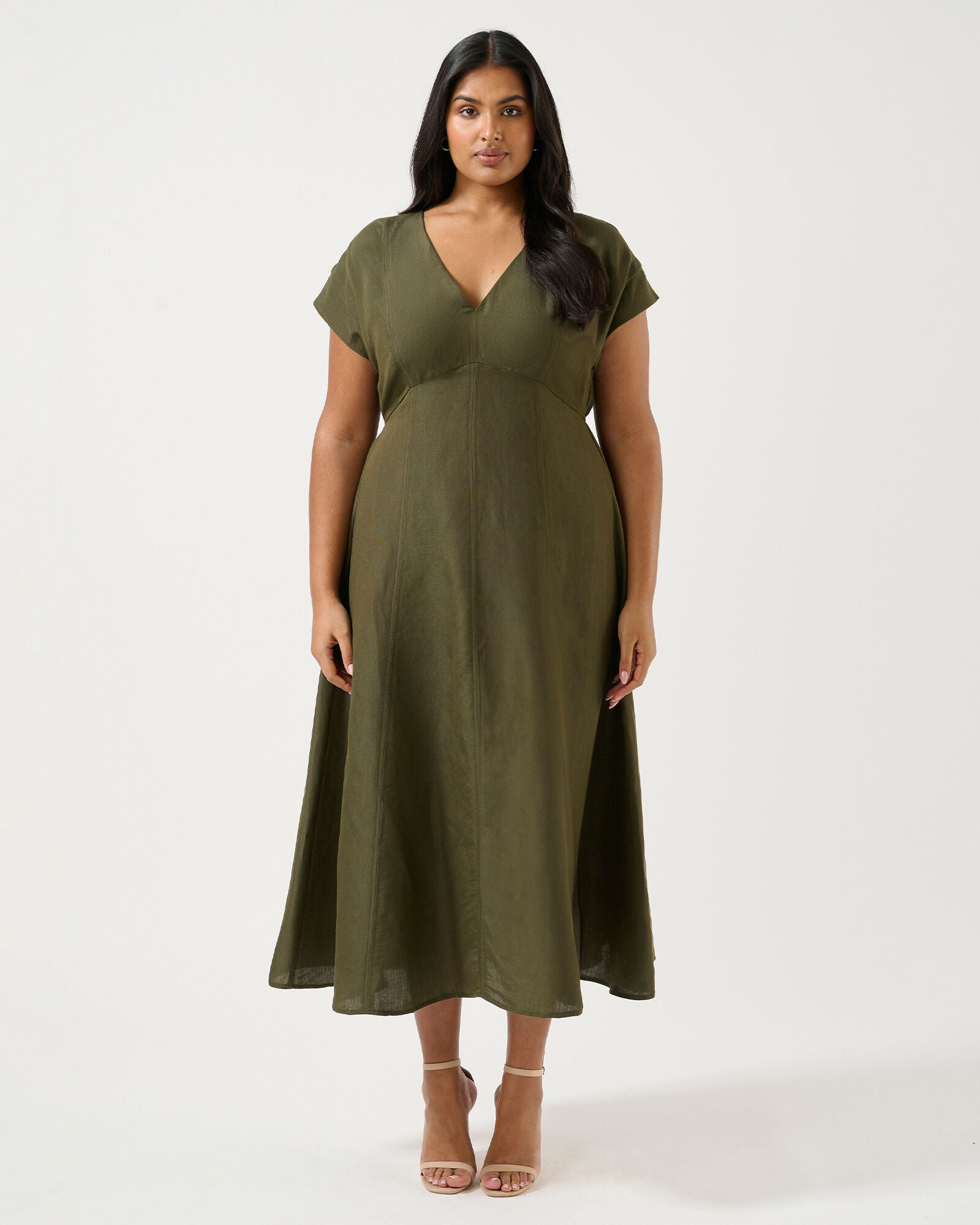 Aubrey V-Neck Dress, Olive / Olive Green, alternate image number 1