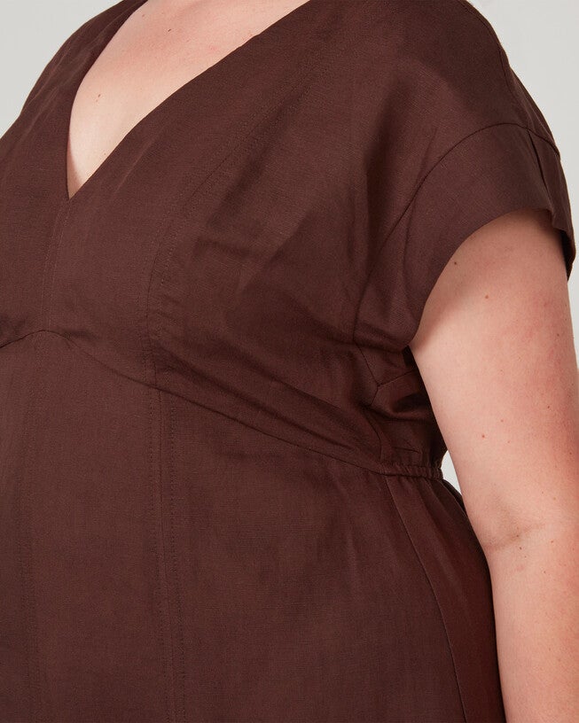 Aubrey V-Neck Dress, Chocolate / Brown, alternate image number 4