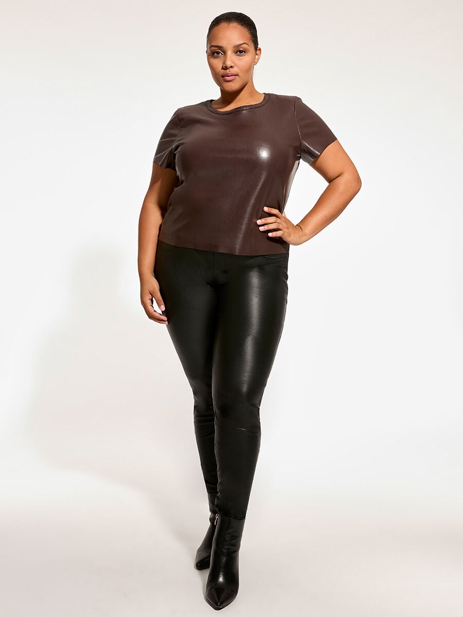 New Guard Recycled Leather Tee, Mahogany / Brown, alternate image number 1