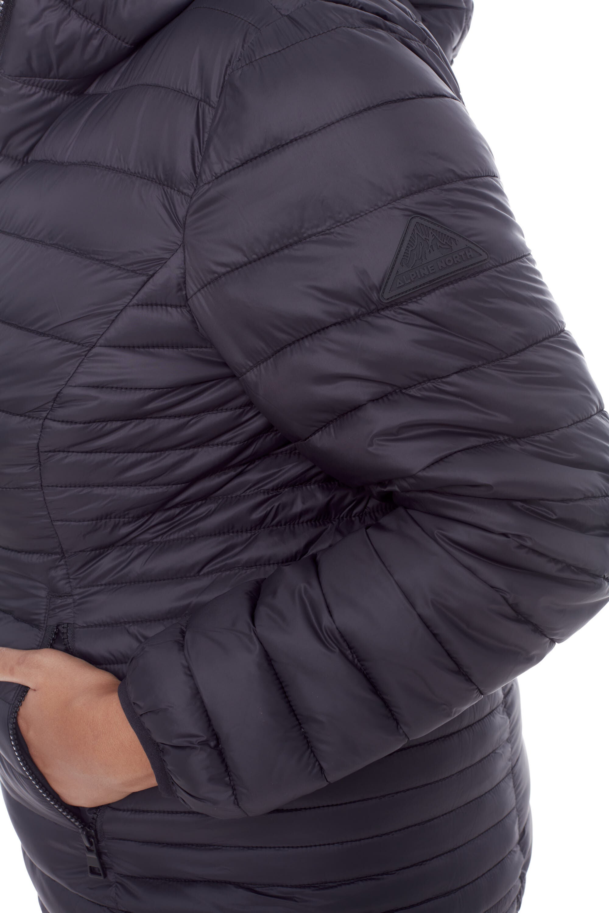 Women&#39;s Plus Size - YOHO | Vegan Down Lightweight Packable Puffer Jacket & Bag, Black / Black, alternate image number 3