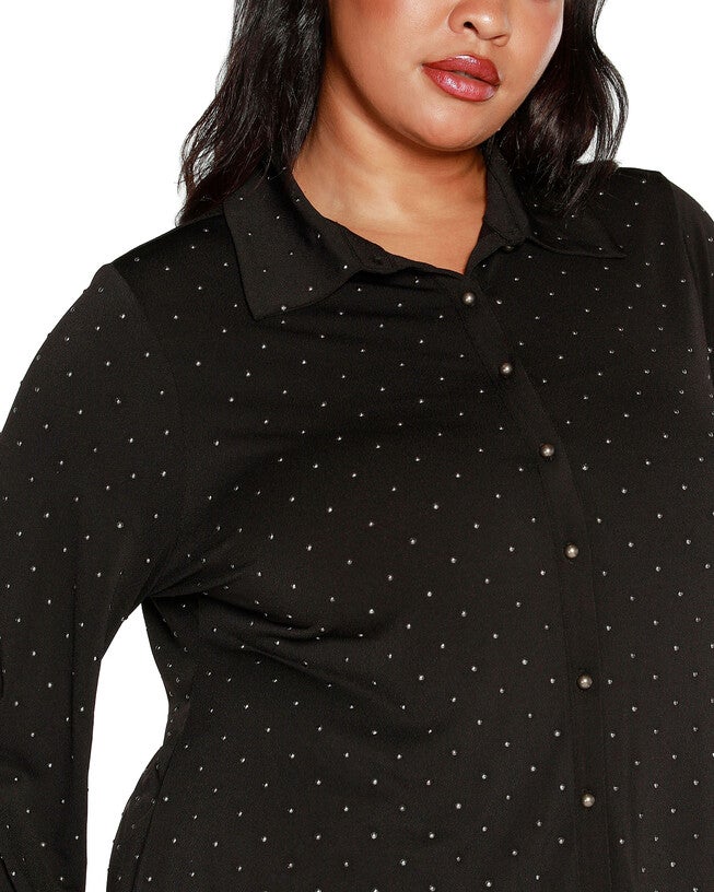 Plus Size Embellished Cap-Sleeve Knit Top, , alternate image number null