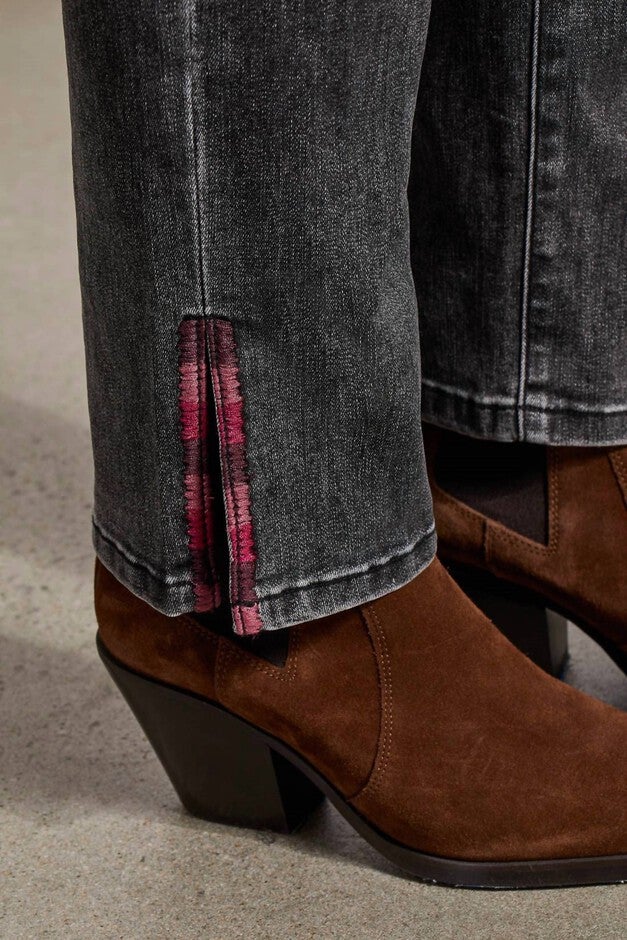 AUDREY SIDE SLIT EMBROIDERED ANKLE JEAN IN STONE BLACK, Stone Black / Black, alternate image number null