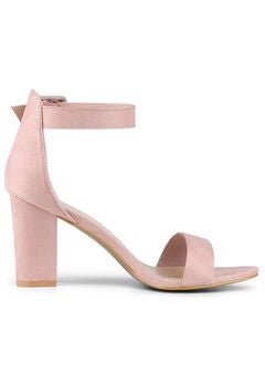 Open Toe Ankle Buckle Strap Block High Heel Sandals