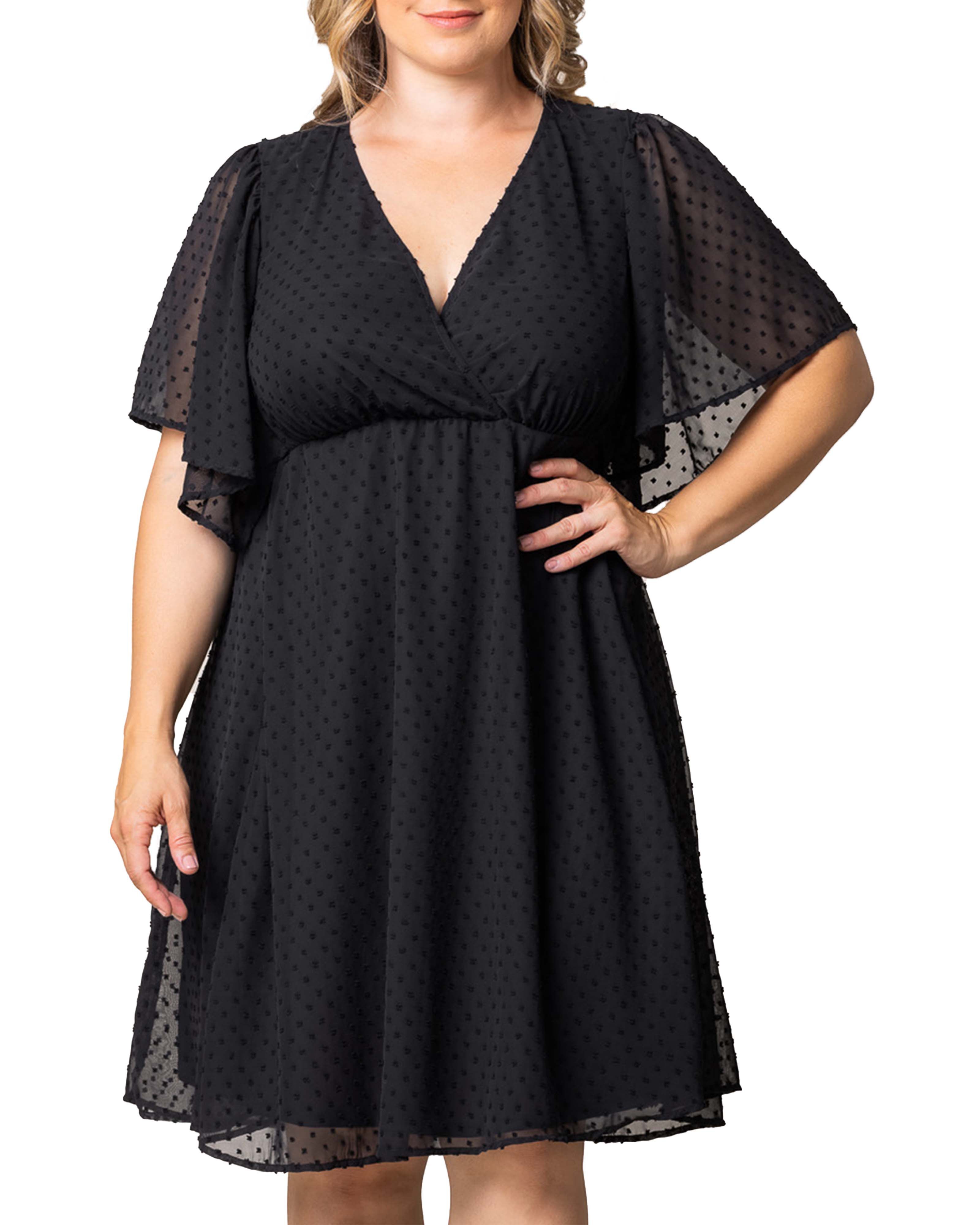 Florence Flutter Sleeve Dress, ONYX / Black, alternate image number 2