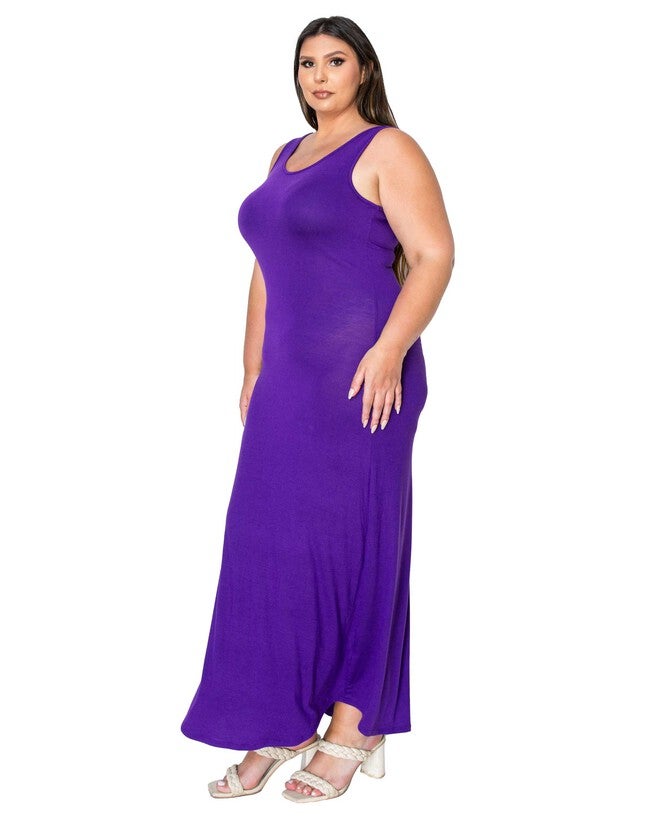 CAMO SIGNATURE SLEEVELESS MAXI DRESS, Purple / Purple, alternate image number 1