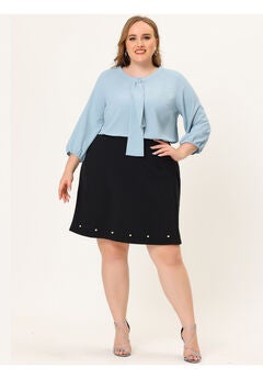 Work Round Neck Ruffle Chiffon Blouse Top