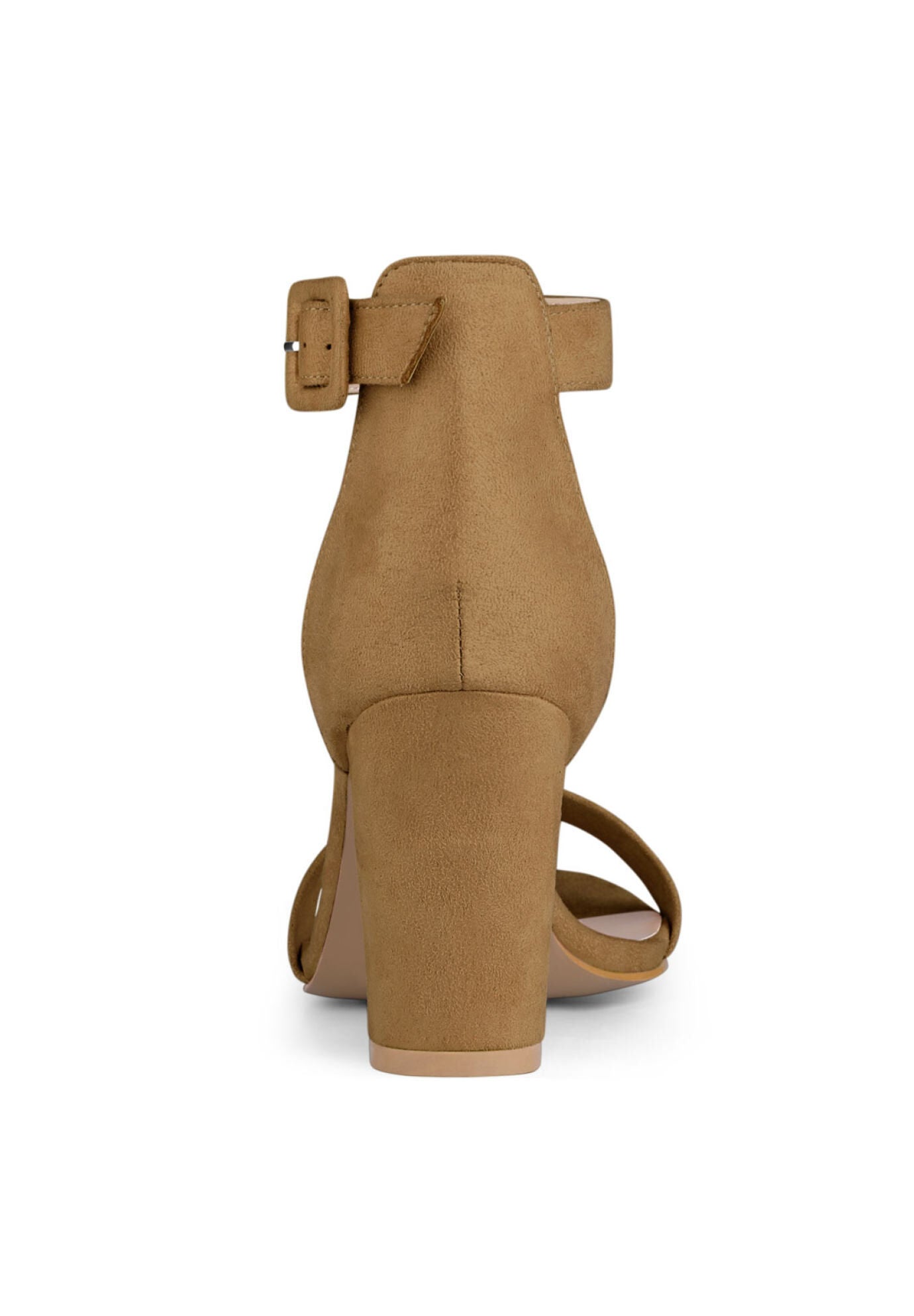 Open Toe Ankle Buckle Strap Block High Heel Sandals, Brown / Brown, alternate image number 1