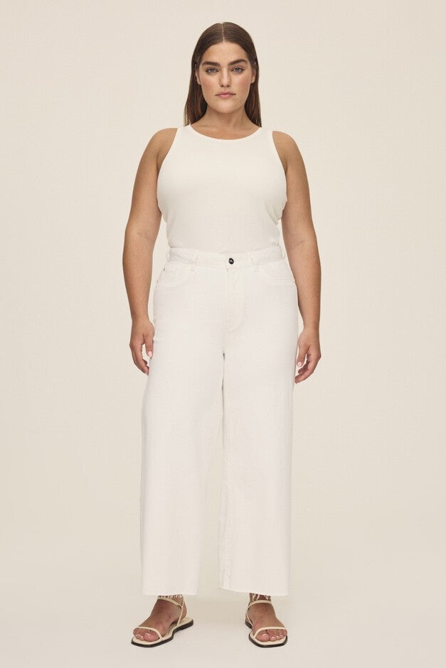 ICN PLUS - CROPPED WIDE LEG JEANS | OPTIC, OPTIC / White, hi-res image number 0