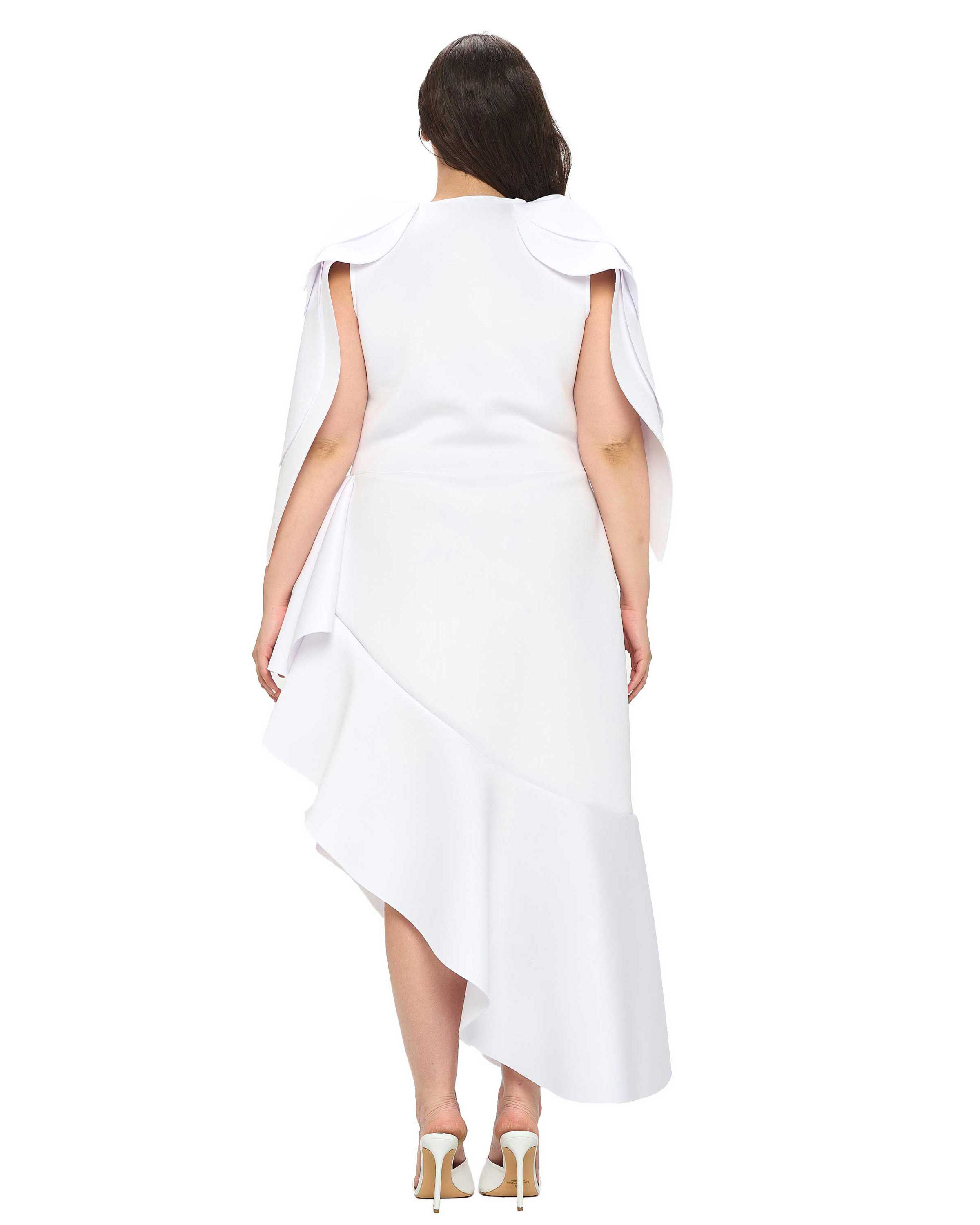 KASKADE RUFFLED NEOPRENE DRESS, White / White, alternate image number 2