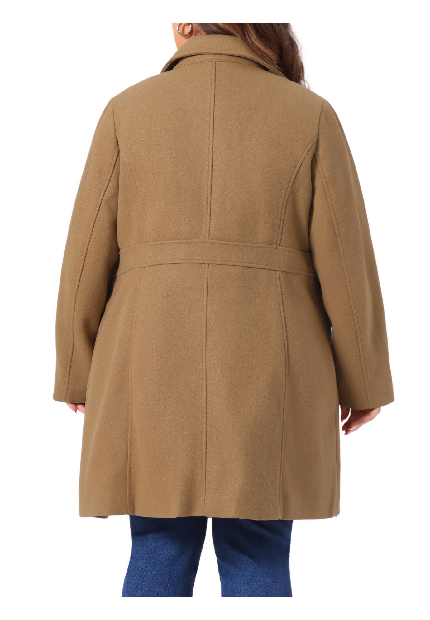 WINTER NOTCHED LAPEL SINGLE BREASTED LONG COAT, Camel / Brown, alternate image number 3