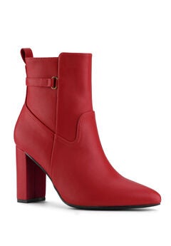Pointed Toe Chunky High Heels Ankle Boots
