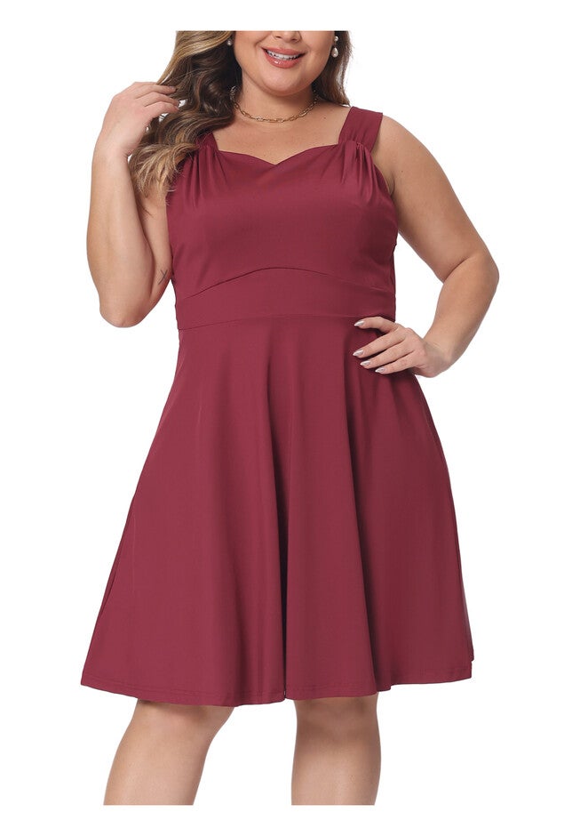 Sleeveless Sweetheart Neck A-Line Cocktail Short Dress, Wine Red / Burgundy, alternate image number 1