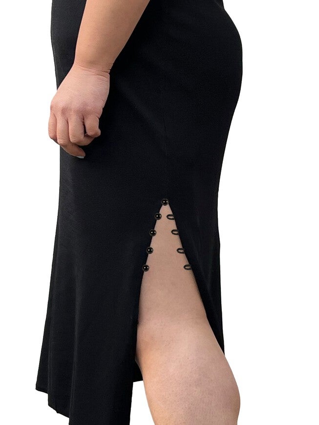 Tilda Sleeveless Knit Shift Dress with Slit, BLACK / Black, alternate image number 4