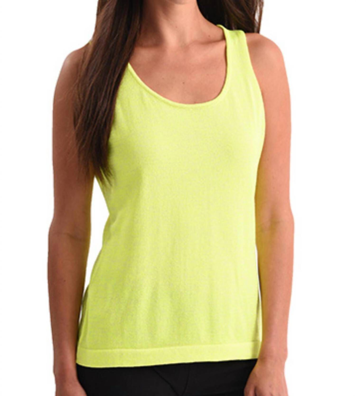 HEATHERED BRA-FRIENDLY TANK TOP IN LIME, Lime / Yellow, hi-res image number 0
