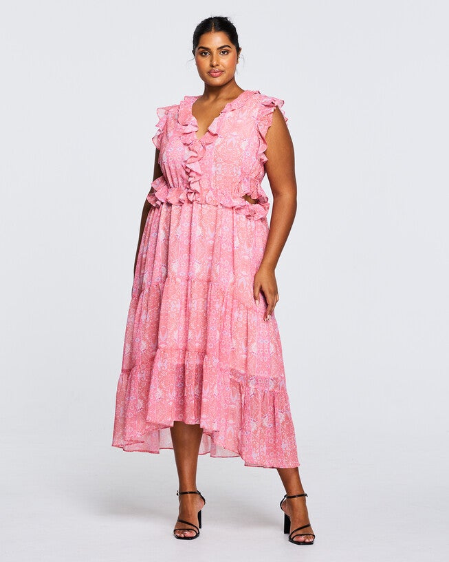 Fiorentina Frill Dress, Print / Pink, alternate image number 4