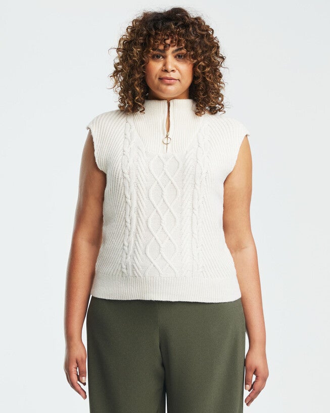 Kennet Cream Wool Knitted Sweater Vest, , alternate image number 7