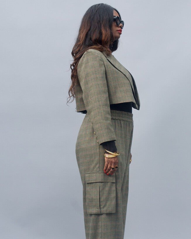The Cropped Blazer in Prince of Wales, Prince of Wales / Warm Grey, alternate image number null