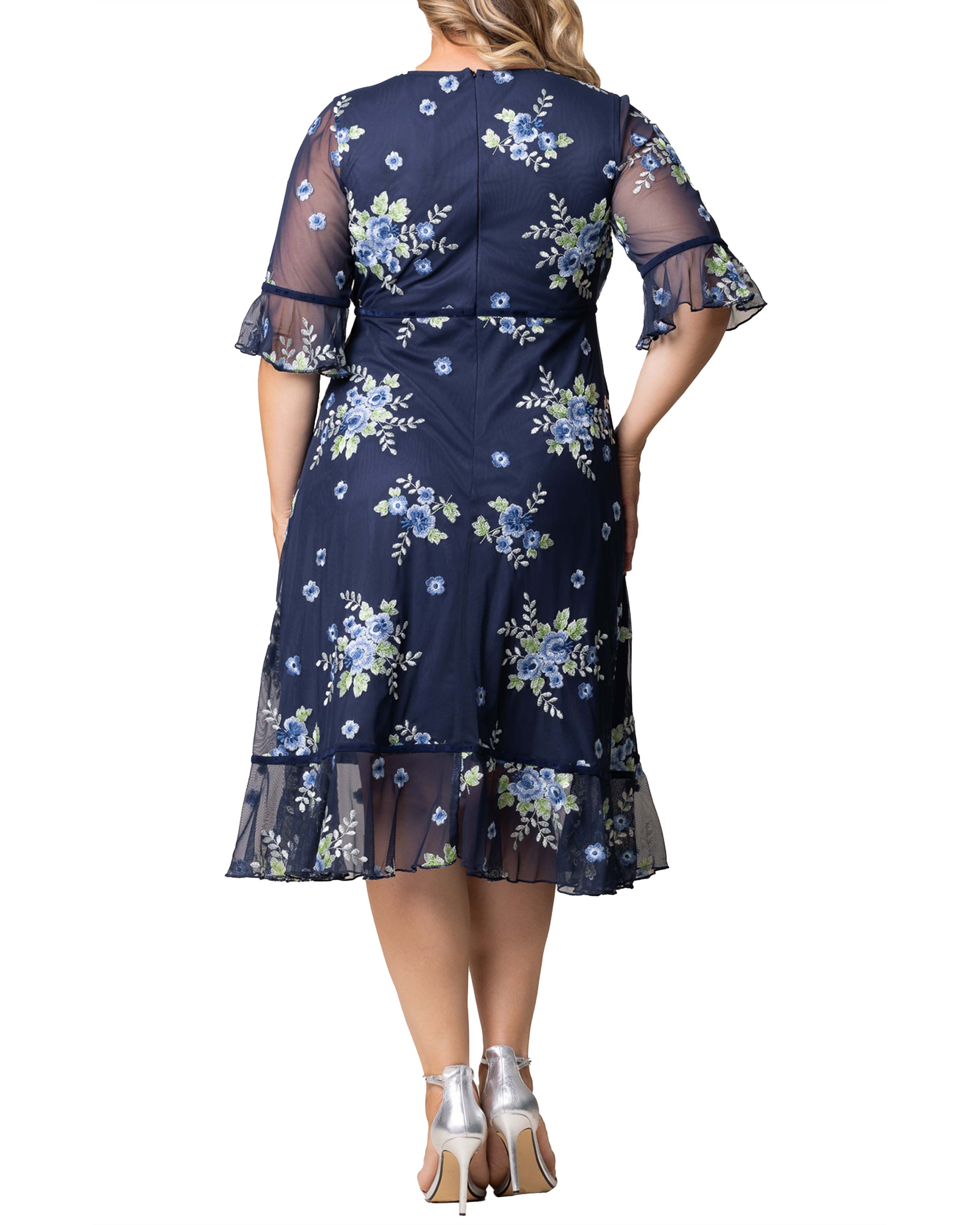 Wildflower Embroidered Dress, GLISTENING BLUE BLOOMS / Navy, alternate image number 1