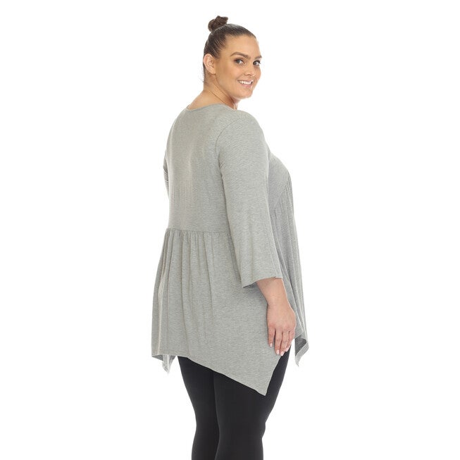 White Mark Empire Waist V-Neck Tunic Top, , alternate image number null